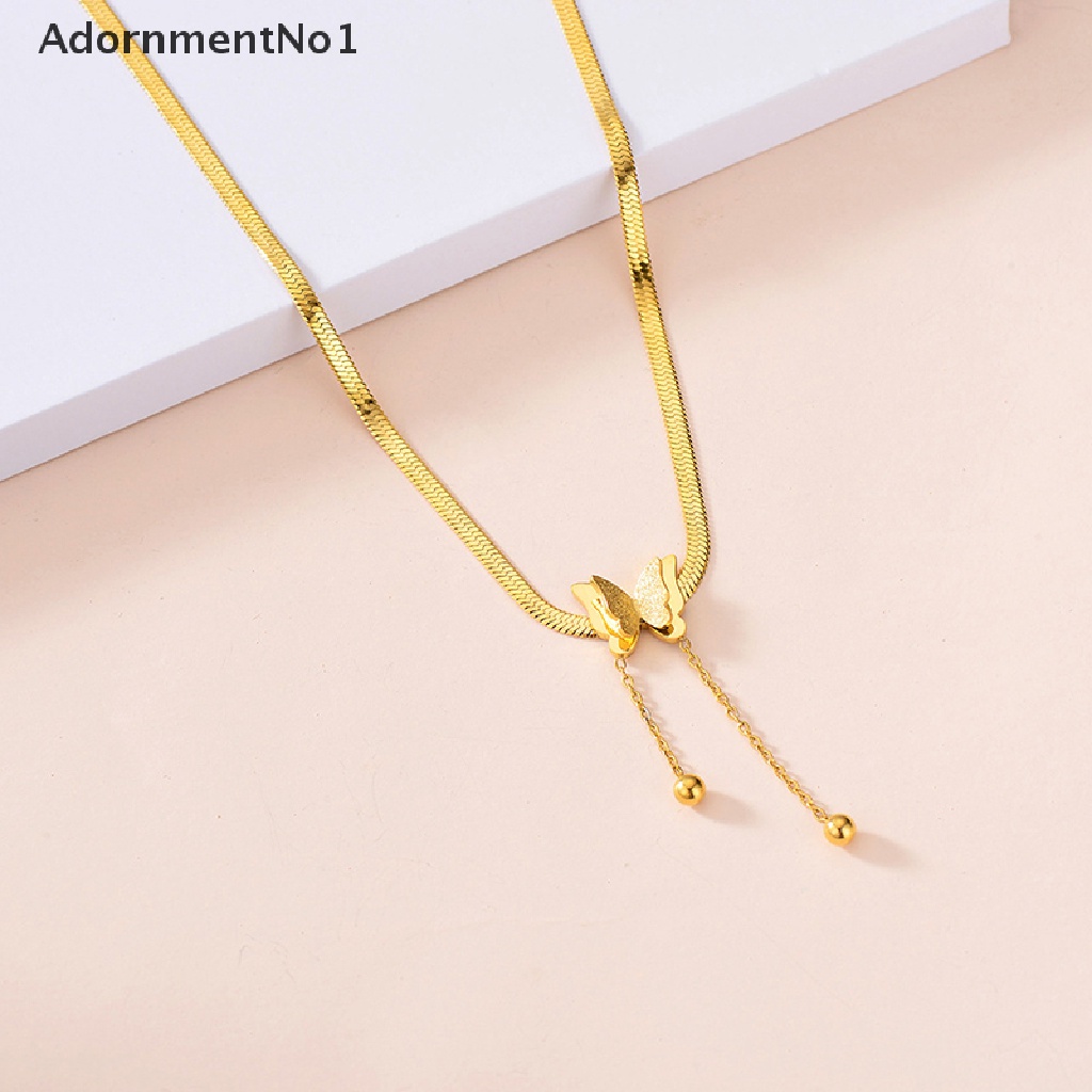 (AdornmentNo1) Kalung Choker Rantai Ular Dengan Liontin Kupu-Kupu Unik Gaya Punk Untuk Wanita