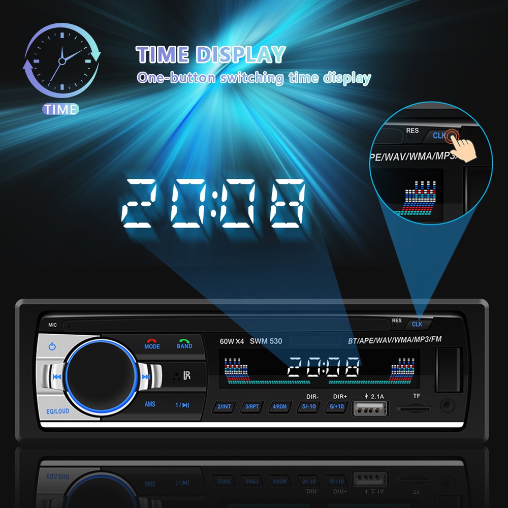 Tape Mobil Audio Mobil Single Din Car Audio JSD - 530 Multifungsi Bluetooth USB MP3 Charger