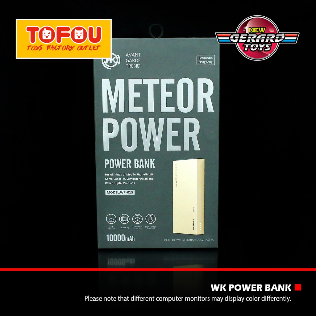 WK Design Power Bank 10000mah Meteor WP-015 Gold Original Murah