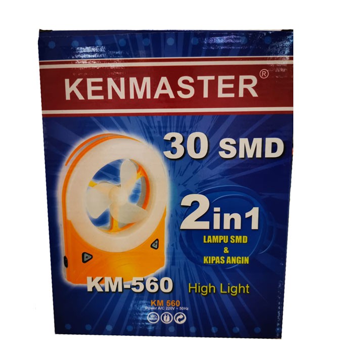 Kenmaster Lampu Emergency KM-560 30 LED Lamp Fan 2 in 1 Kipas Angin