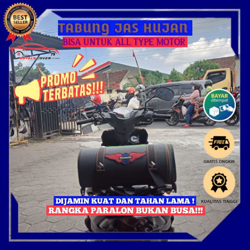 Tas Tabung Motor Universal Box Cadangan Simpan Jas Hujan Motor