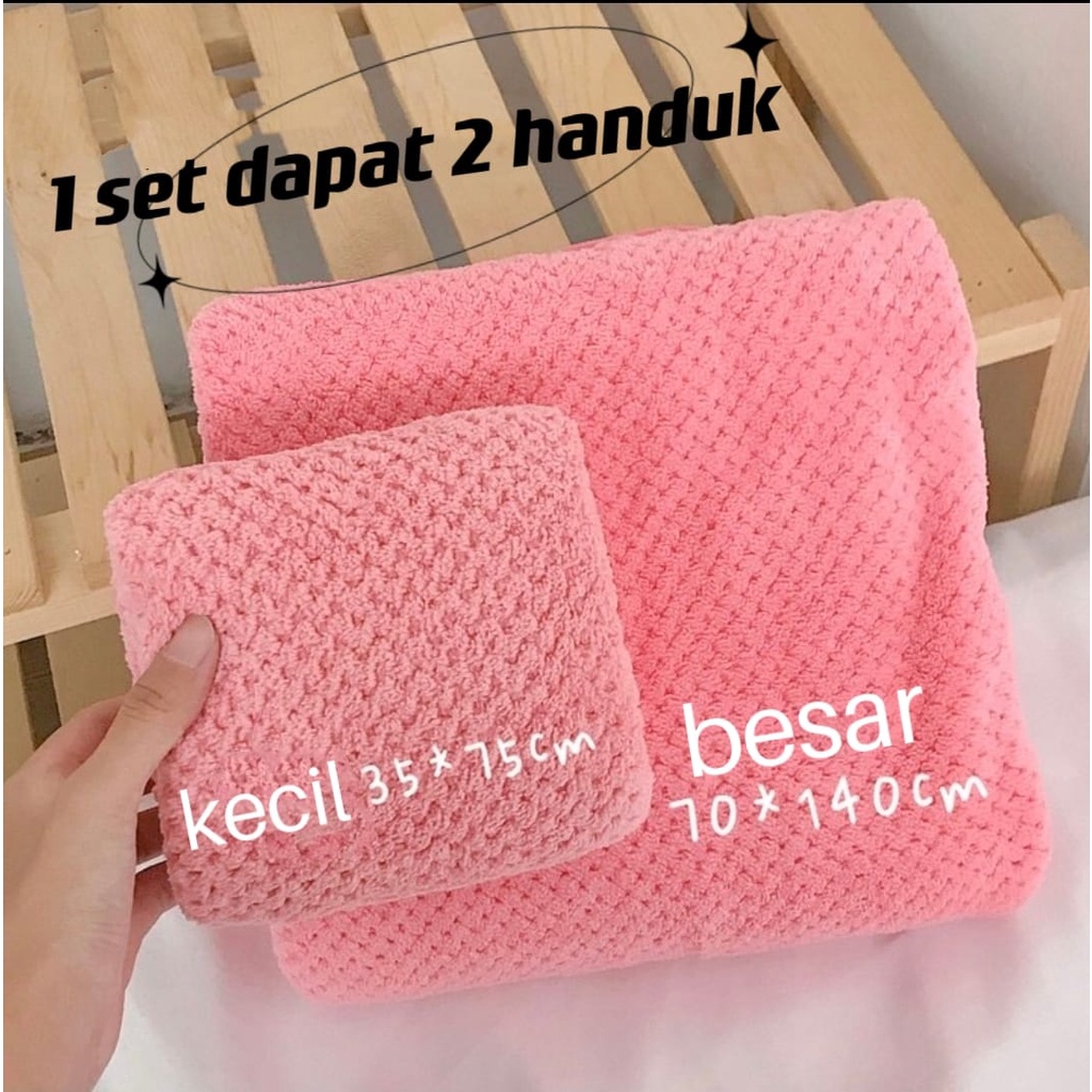 Handuk Tebal 1 Set isi 2pcs/ Handuk Mandi Microfiber Dewasa