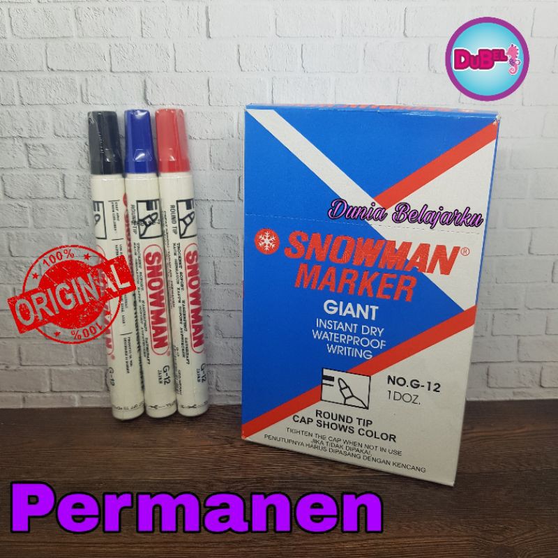 

Spidol Permanen Snowman G 12 / Permanent Marker Snowman / Tidak Bisa di Hapus / Hitam / Merah / Biru