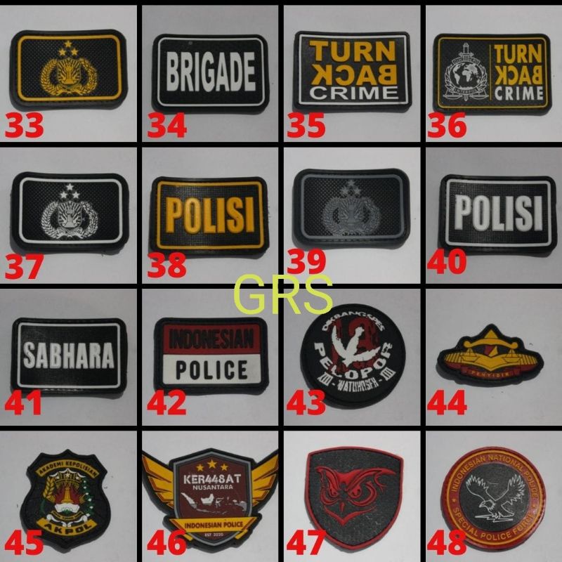 Patch rubber,emblem tempelan karet polisi