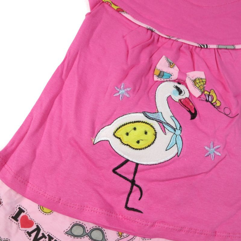 SETELAN BABY FASHION BAJU ANAK PEREMPUAN MOTIF FLAMINGO BAHAN KAOS GAMBAR BORDIR 1 TAHUN