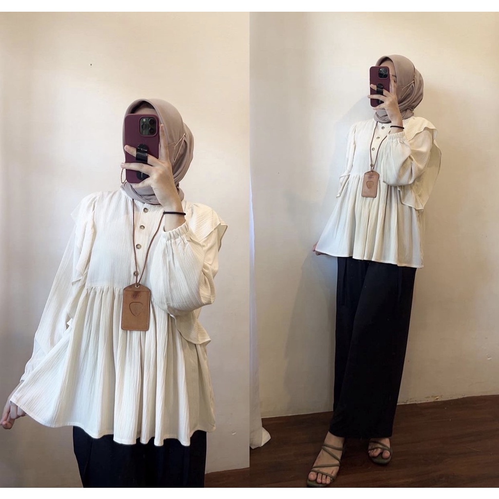 KARIN TOP PEPLUM BLOUSE / KEMEJA BLOUSE WANITA CRINKLE