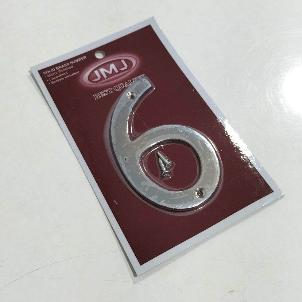Angka Plat rumah Chrome Nomor 6 (Enam) alamat rumah (B246)