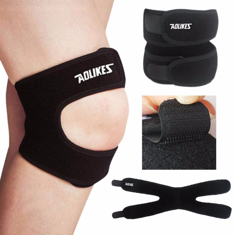 AOLIKES Pelindung Lutut Olahraga Fitness Knee Support Brace Guard - black