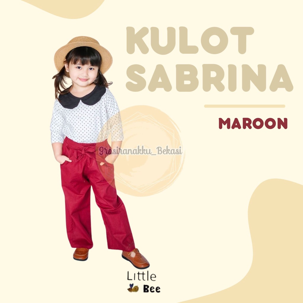 Kulot Anak Polos Sabrina Littlebee Junior Warna Maroon Size 2-6Thn