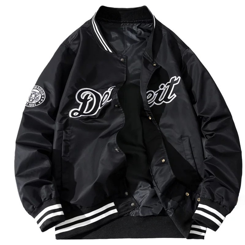 FAR.co Detroit Jaket Bomber Baseball Varsity Taslan Anti AIr - Jaket Bomber Parasut Pria Terbaru
