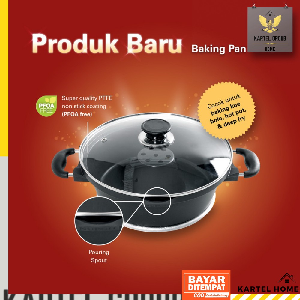 Home Baking Pan Teflon 28 Cm Anti Lengket Alat Pembuat Bolu Dan Hot Pot Serbagna Generasi 2 Shopee Indonesia