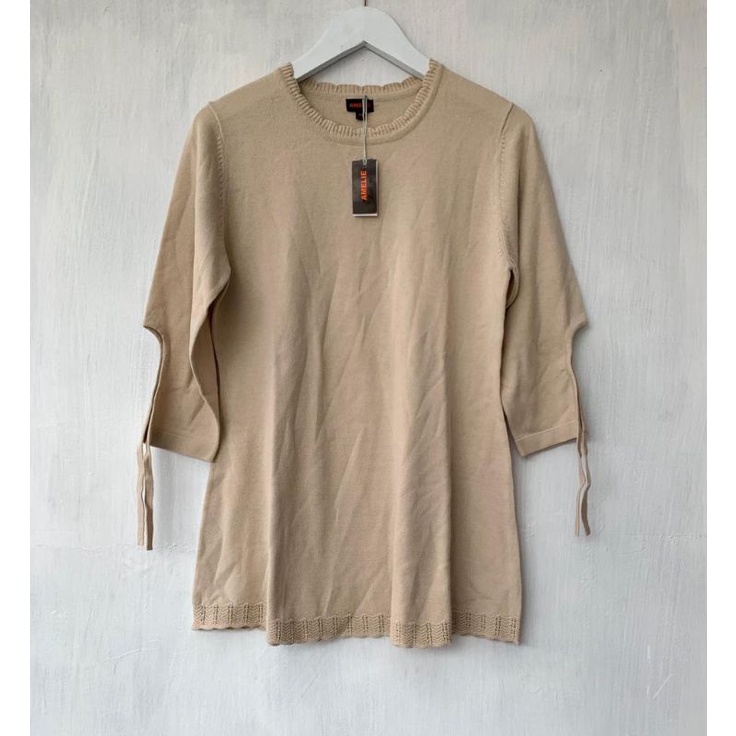 Amelie grey tied sleeve detail knit top