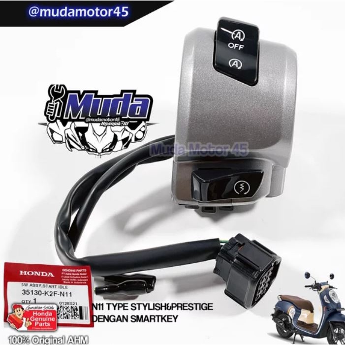 SWITCH ASSY START SCOOPY 2021 35130-K2F-N10-N11 HOLDER KANAN TOMBOL STARTER STATER KEYLESS GAS 35130