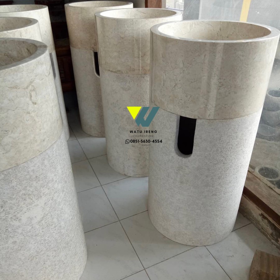 Wastafel Pedestal Marmer Alor model DRUM