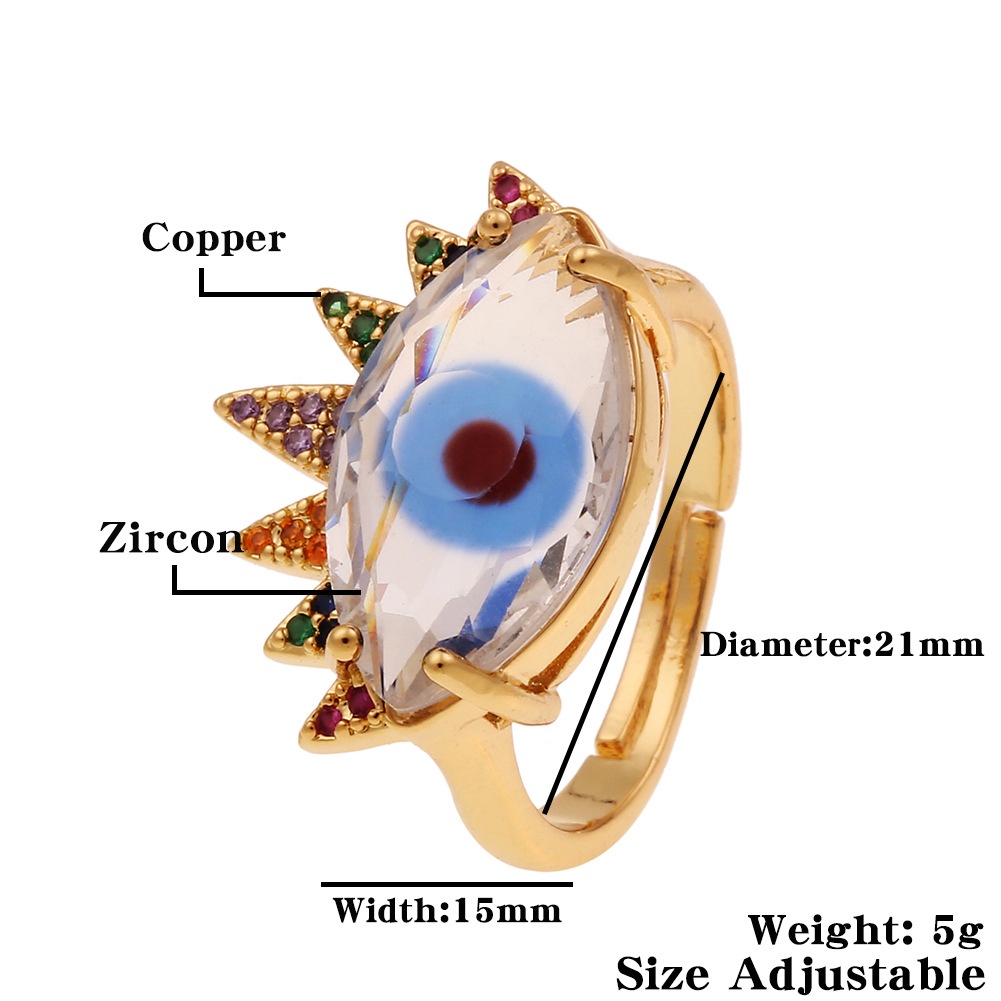 Eropa dan Amerika tembaga berlapis emas cincin Iblis Mata zircon cincin wanita kecil cincin