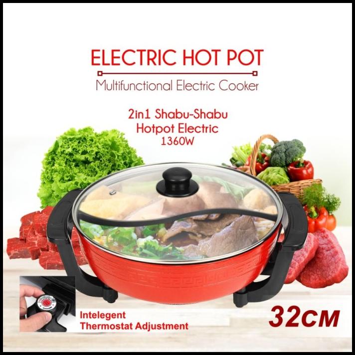 Hotpot Panci Electrical Elektrik Shabu Sukiyaki Grill Double Hot Pot