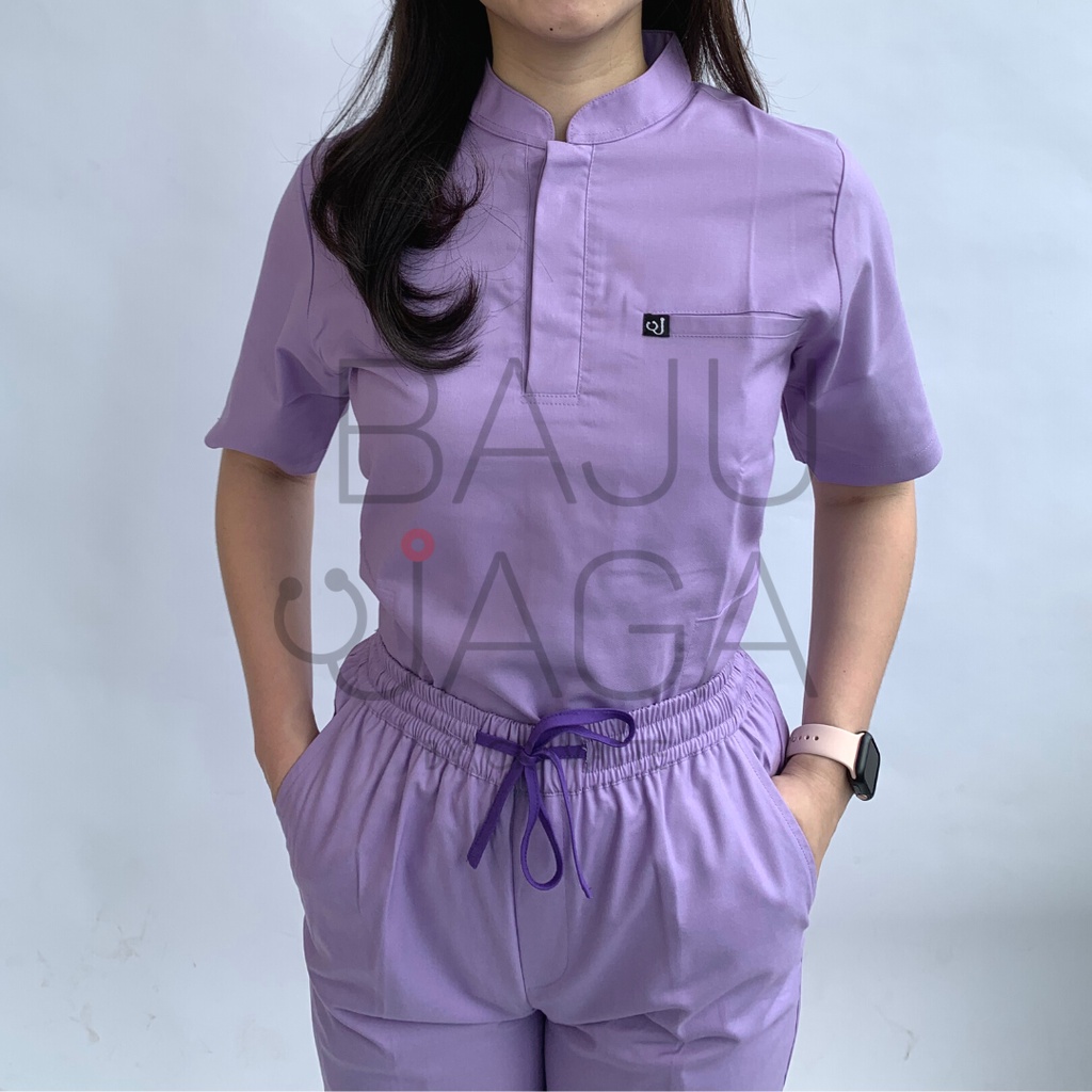 Baju Jaga / Scrub Mandarin Collar Lengan Pendek