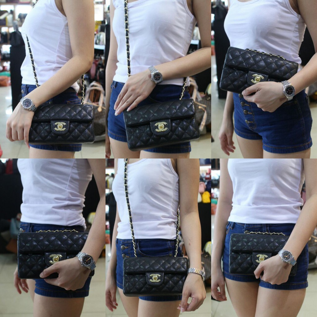 Supplier Tas Branded Tas Chanel Rectangular Mini Flap Caviar HITAM Seprem 2018