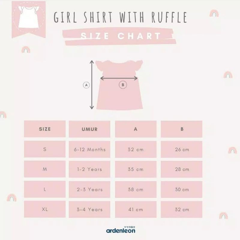 Arden Leon Girl Ruffle Shirt Baju Kaos Ruffle Bayi Perempuan