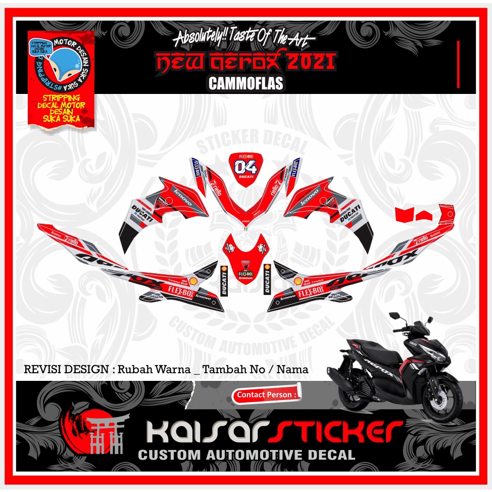 Sticker Decal Stiker New Aerox 155 Conected Ducati Full Body