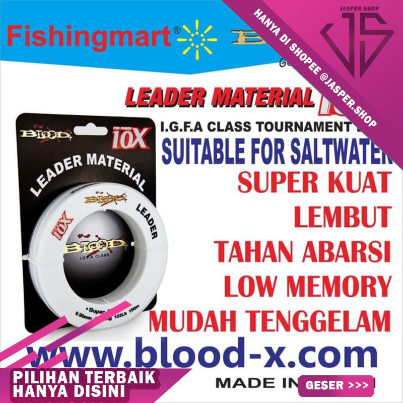 HARGA HEMAT Senar Pancing Leader Blood Power 10X LEADER 100 - Senar Leader