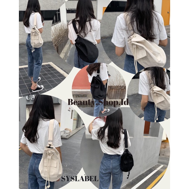 [IMPORT] Tas Slempang Serut Kanvas | Tas Kanvas Bucket