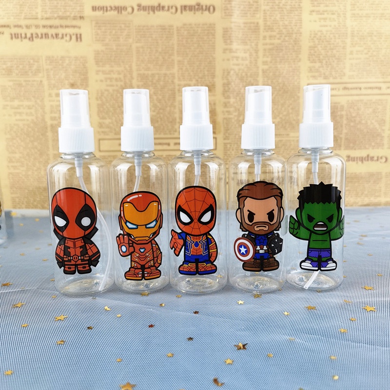 Magic789 100ML Plastic Spray Bottle Marvel Heroes Travel Size Bottles for Cosmetic Cartoon Refillable Container