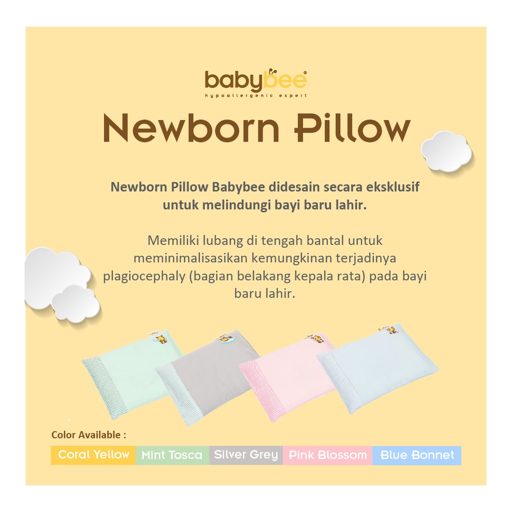 BabyBee Newborn Pillow Baby Bee Bantal Peang Bayi New born