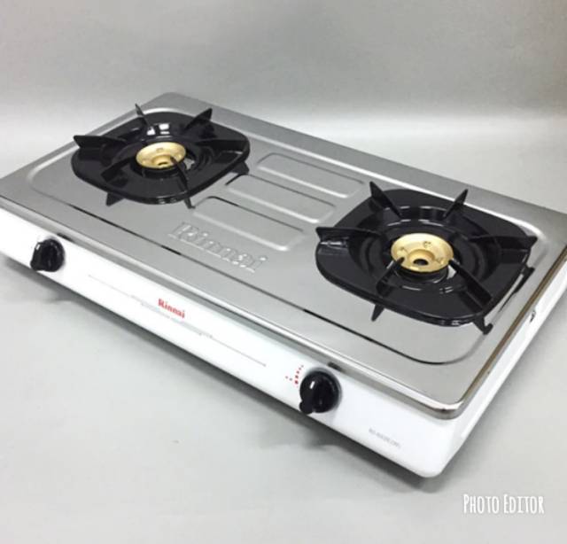 Kompor Gas Rinnai 602E W  - Putih [2 Tungku] Kompor Gas Bisa Bukaan Atas/ Kompor Stainless 2 Tungku