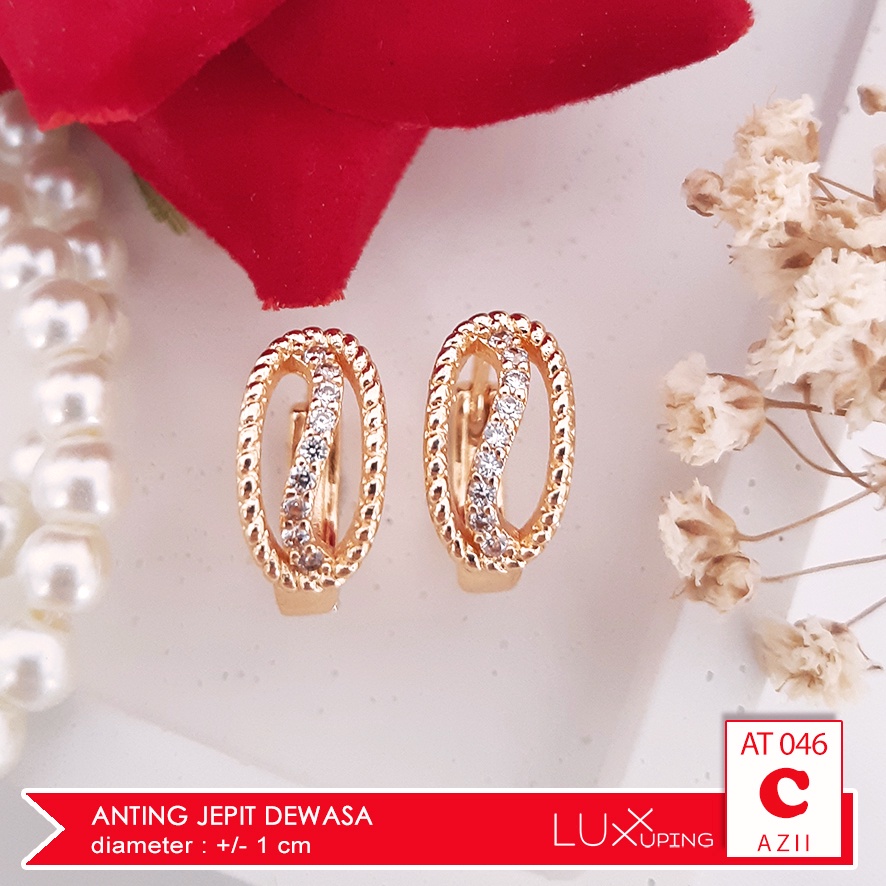 AT 046 Anting Klip Wanita Dewasa Permata Zirkon Aksesoris Anting Xuping Meilyn Luxx Xuping