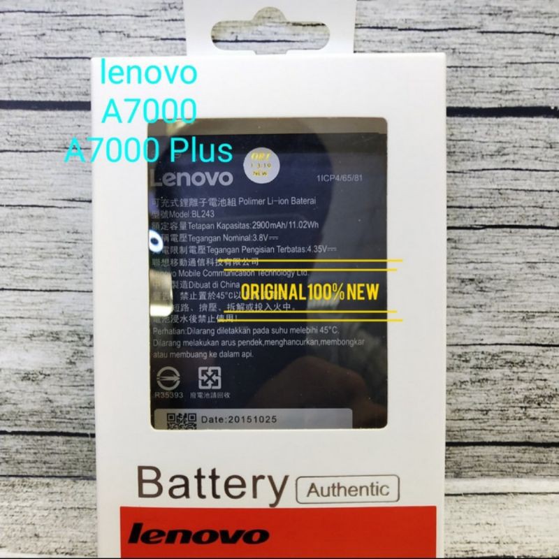 BATERAI LENOVO BL243 A7000/A7000 PLUS ORIGINAL 100%