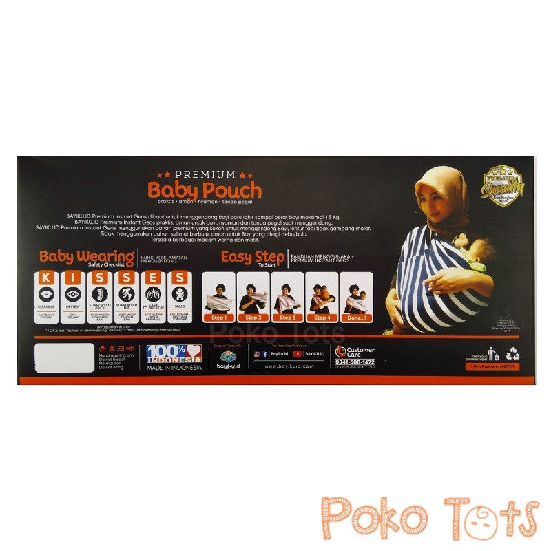 Bayiku Premium Baby Pouch Geos Polos Bayiku.id Gendongan Kaos