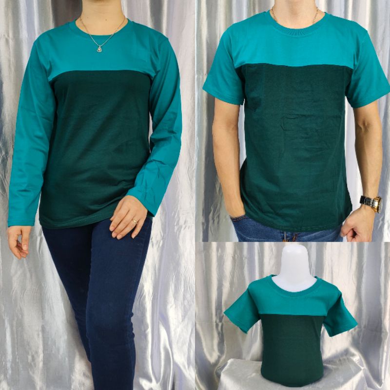 kaos reglan polos kombinasi TOSCA-HIJAUBOTOL uk 20 22 S M L XL XXL