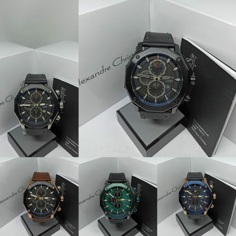 Jam Tangan Pria Alexandre Christie 6586 AC6586 AC 6586 Tali Kulit