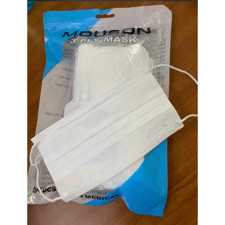 Masker 3ply PUTIH . WHITE Earloop 3 ply disposable face mask - PUTIH