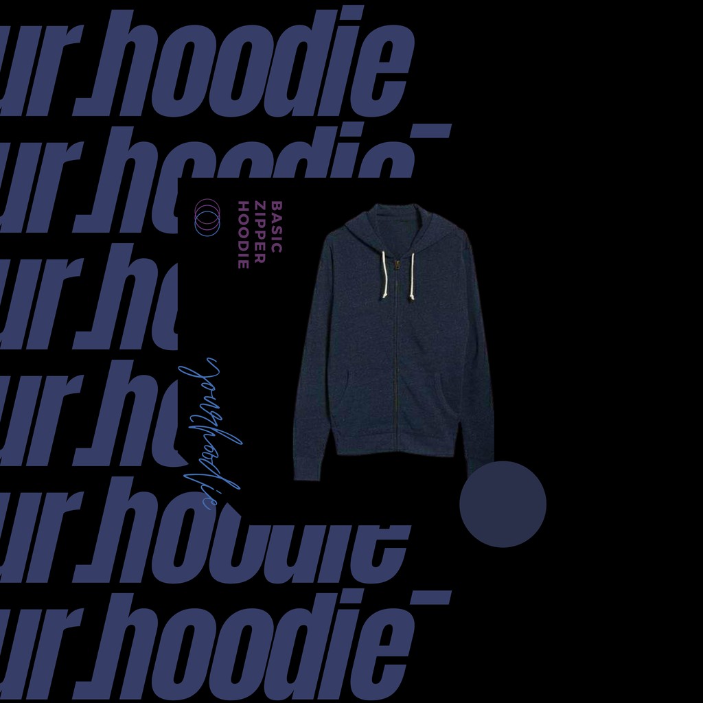 UR.HOODIE || BASIC ZIPPER HOODIE/ ZIPPER HOODIE POLOS || NAVY