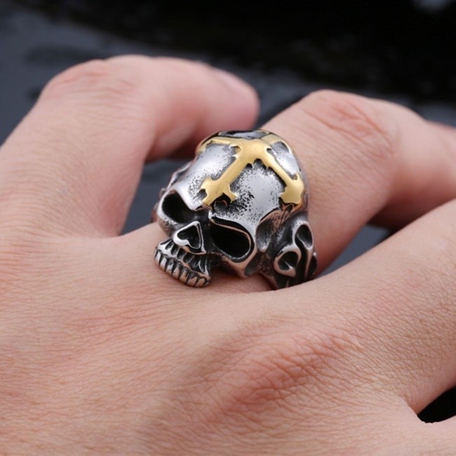 SEUSUK  Cincin Vintage Desain Tengkorak Punk untuk Motor COD