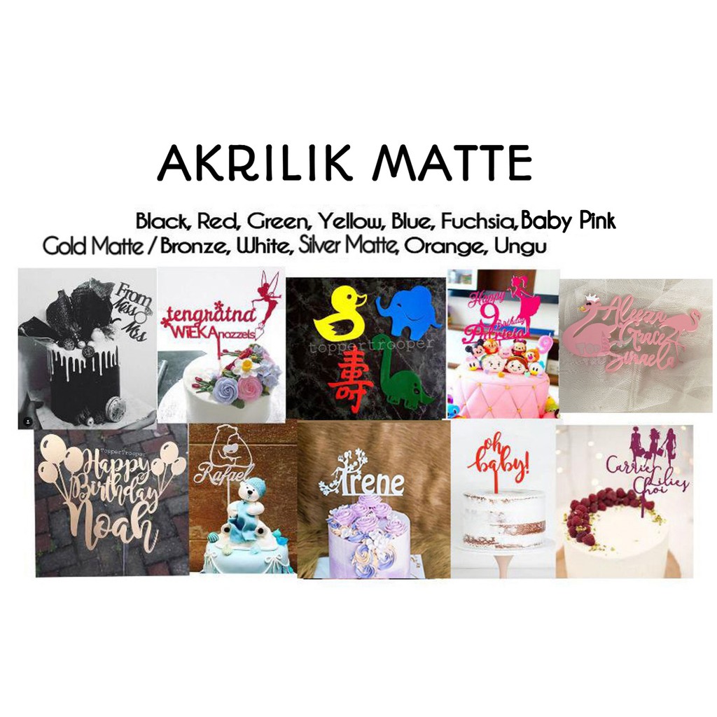 CUSTOM AKRILIK Cake Topper Nama &amp; Angka