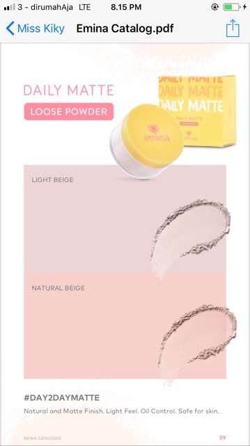 Emina Daily Matte loose Powder