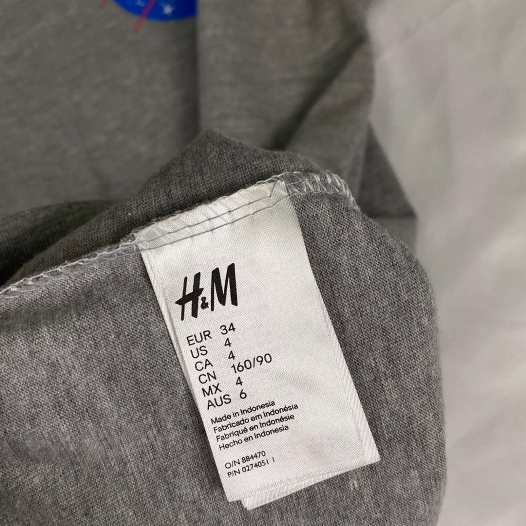 H&amp;M Tee NASA Grey / Kaos HnM Original Pria Wanita