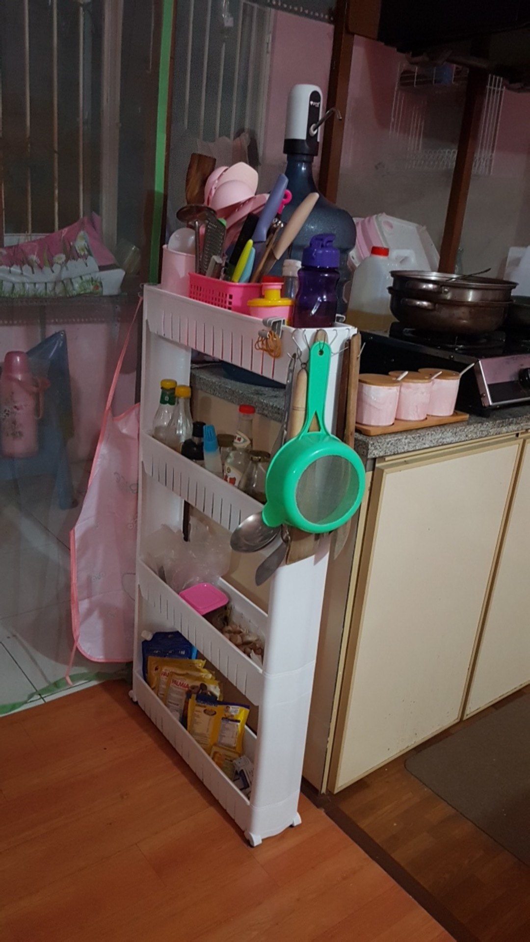 Shabbhy Rak Dorong Sudut Alat Dapur Kamar Mandi Organizer