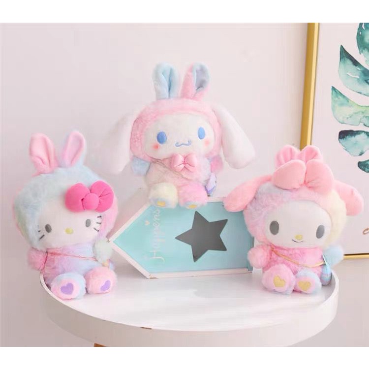 BONEKA CINNAMOROLL MELODY KUROMI HELLO KITTY RAINBOW IMPOR LUCU