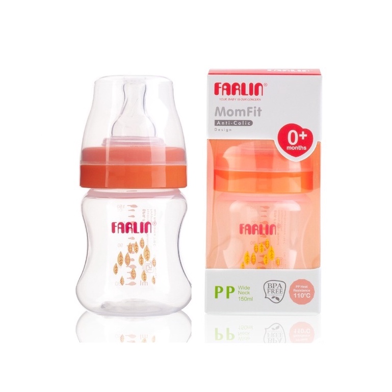 [PROMO] Farlin MomFit PP Wide Neck Feeding Bottle Orange Botol Susu Bayi 150 ml