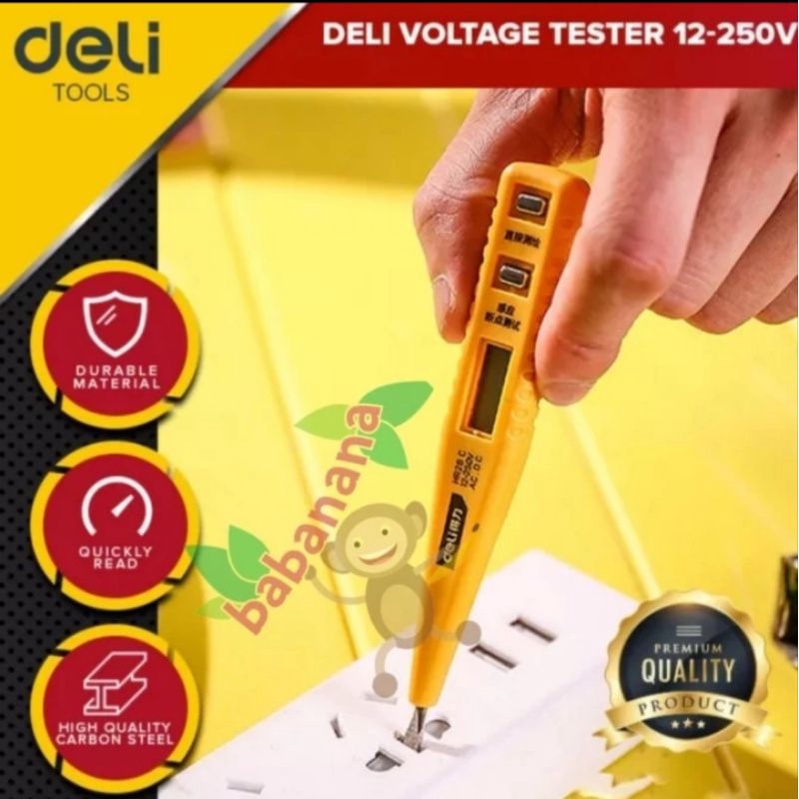 Deli DL8003 Tespen Test pen alat tes listrik 12-250 VAC