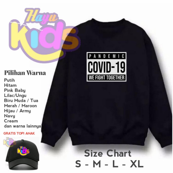 JAKET HOODIE SWEATER CREWNECK ANAK LAKI-LAKI PANDEMIC COVID 19 - FLECE