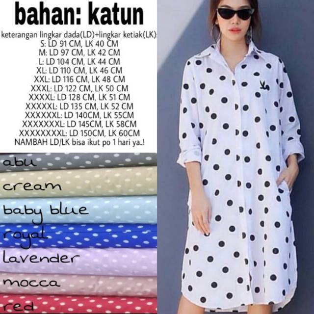 Dress tunik katun wanita polkadot jumbo Bigsize