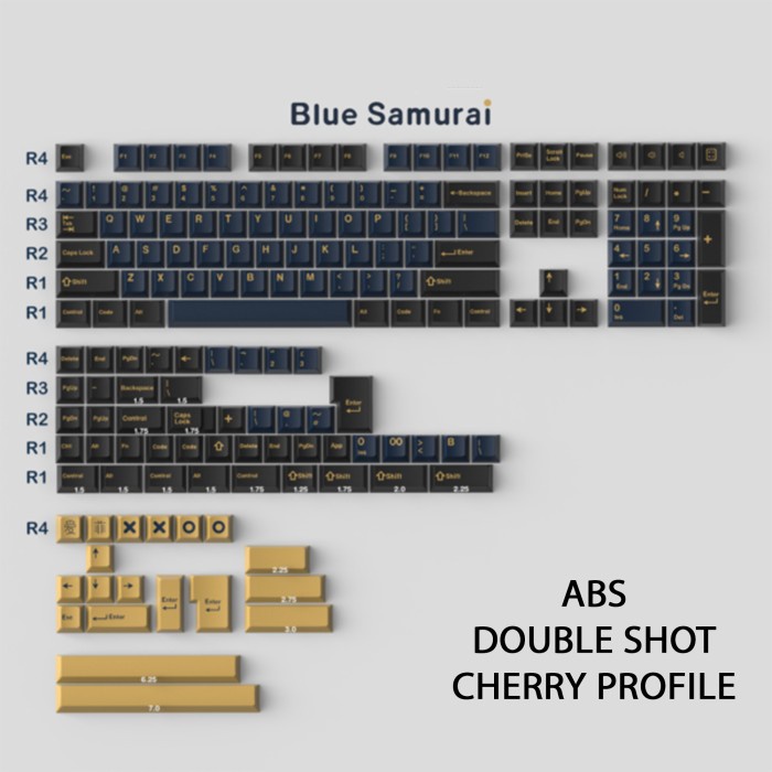 KEYCAPS ABS BLUE SAMURAI CHERRY PROFILE DOUBLE SHOT KEYBOARD