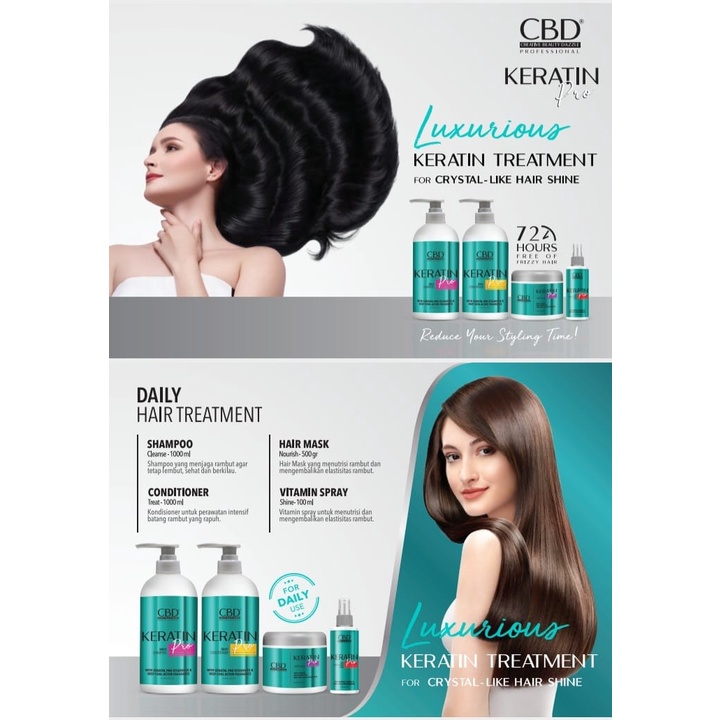 CBD Professional Keratin Pro Series Daily Treatment | Shampoo Conditioner 1000ml / Hair Mask 500ml