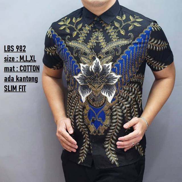 BAJU BATIK PRIA SLIM FIT | KEMEJA PRIA LENGAN PENDEK SLIMFIT LBS 982