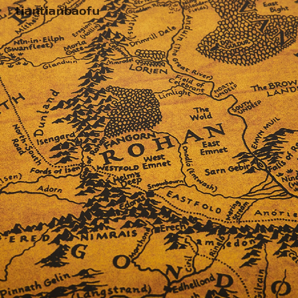 [tiantianbaofu] The Rings Middle Earth Map The Retro Kraft Paper Poster Decoration Wall Sticker Boutique